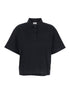 Saint Laurent Women Black Oversize Polo Shirt With Classic Collar And Tonal Logo Embroidery On The Front In Cotton Piquet Woman by Luosophy
