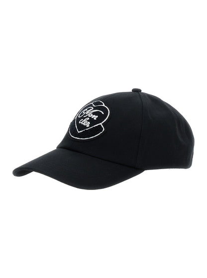 Moncler Women Black Baseball Cap With Logo Embroidery On The Front In Cotton Woman by Luosophy