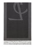 Saint Laurent Women Grey Scarf With Maxi Logo Lettering And Fringed Hem In Silk Woman by Luosophy