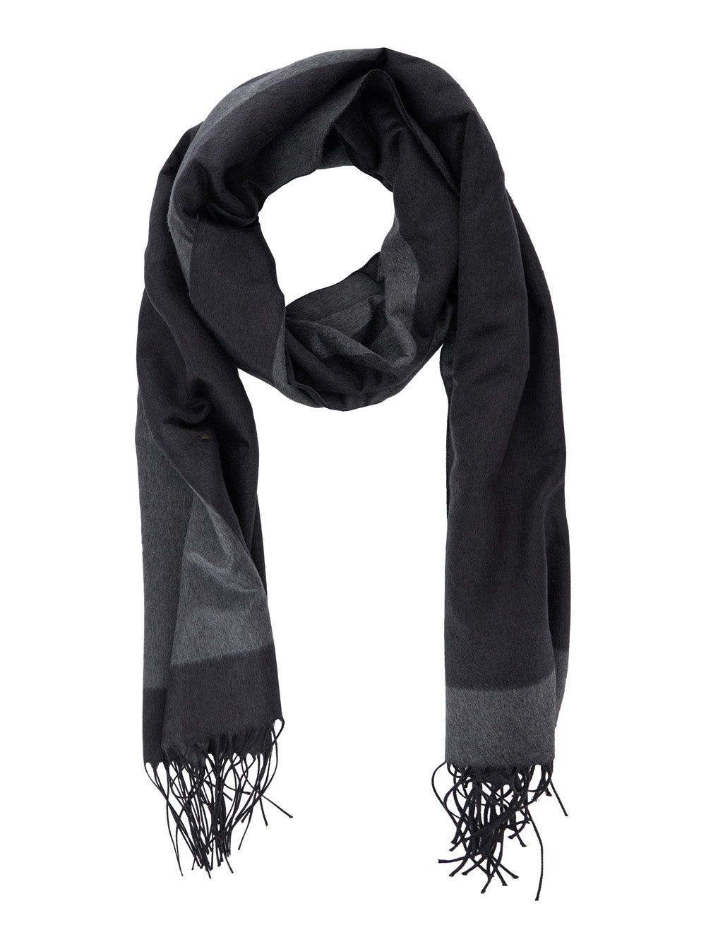 Saint Laurent Women Grey Scarf With Maxi Logo Lettering And Fringed Hem In Silk Woman by Luosophy