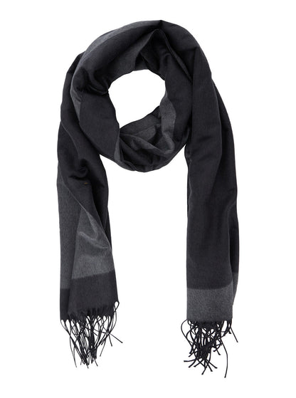 Saint Laurent Women Grey Scarf With Maxi Logo Lettering And Fringed Hem In Silk Woman by Luosophy