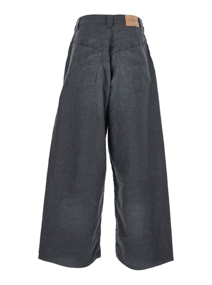 Balenciaga Men Grey Oversize Pants With Logo Detail On The Front And Logo Patch On The Rear In Cotton Man by Luosophy