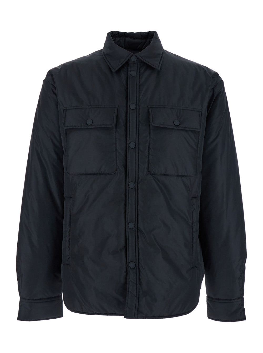 Dsquared2 Men Black Jacket With Classic Collar And Logo Print On The Rear In Tech Fabric Man by Luosophy