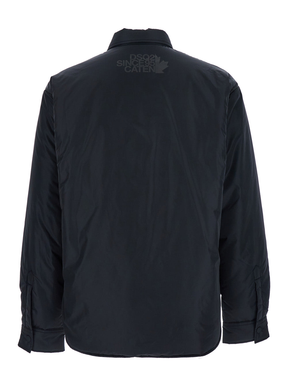 Dsquared2 Men Black Jacket With Classic Collar And Logo Print On The Rear In Tech Fabric Man by Luosophy