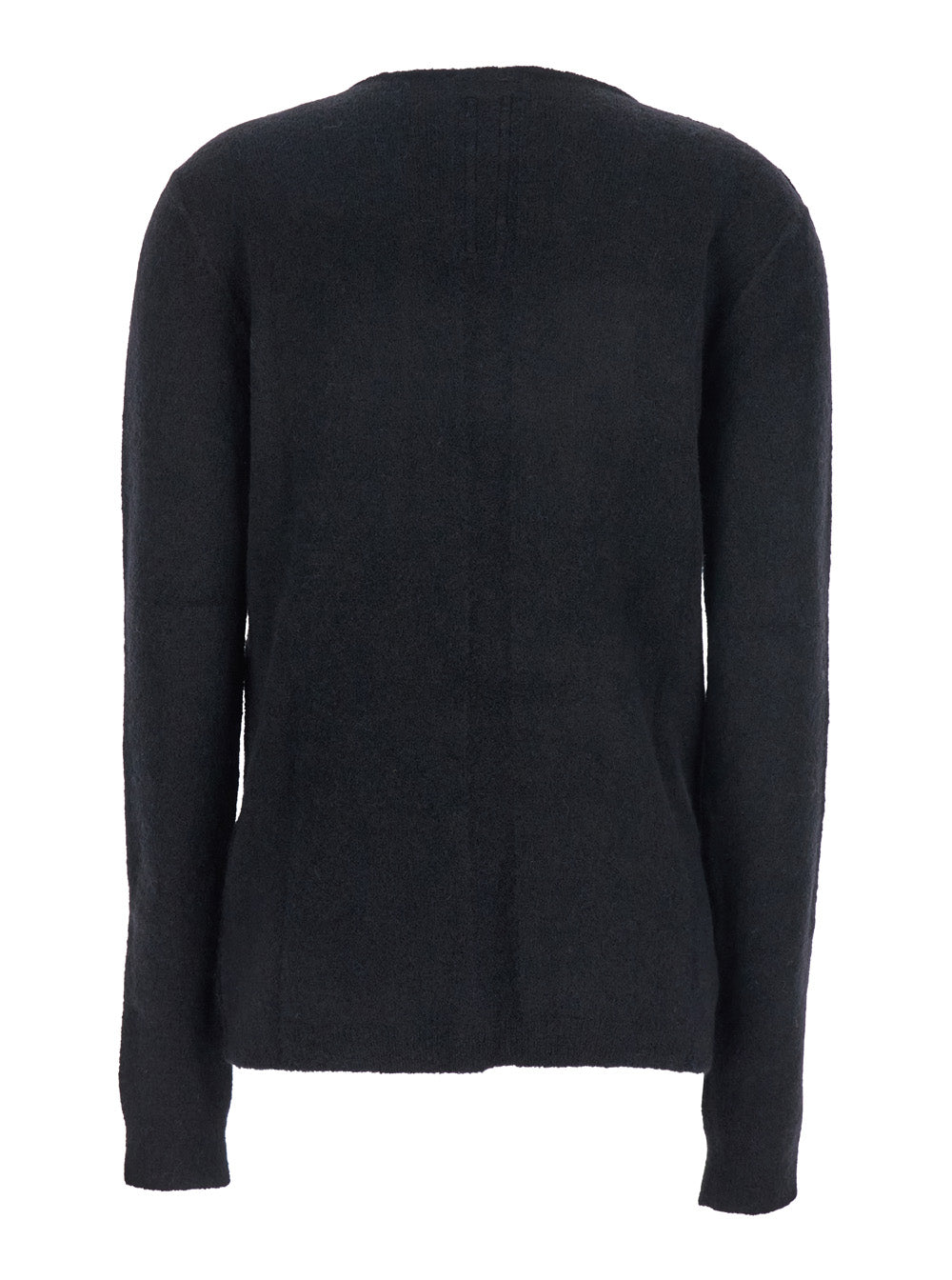 Rick Owens Women Black Sweater With Distressed Effect And Cut-Out Details On The Front In Alpaca Blend Woman by Luosophy