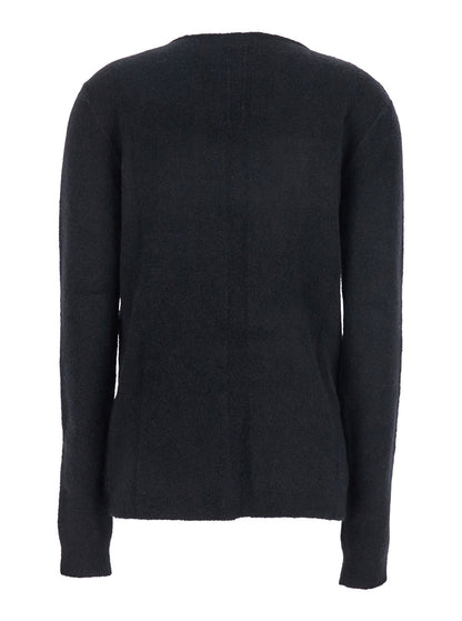 Rick Owens Women Black Sweater With Distressed Effect And Cut-Out Details On The Front In Alpaca Blend Woman by Luosophy