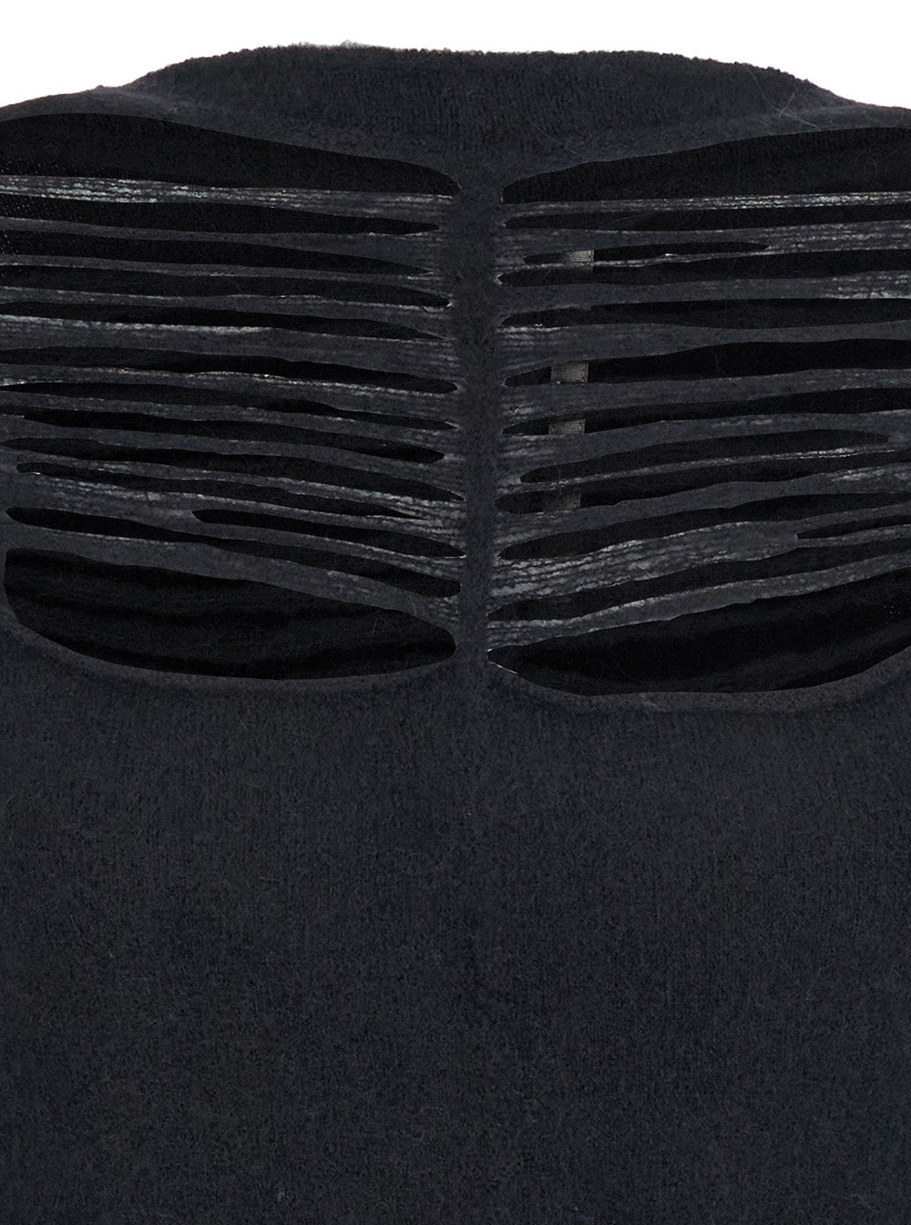Rick Owens Women Black Sweater With Distressed Effect And Cut-Out Details On The Front In Alpaca Blend Woman by Luosophy