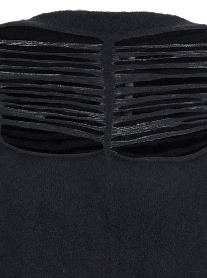 Rick Owens Women Black Sweater With Distressed Effect And Cut-Out Details On The Front In Alpaca Blend Woman by Luosophy