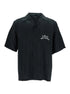 Amiri Men Black Shirt With Cuban Collar And Logo Lettering On Front In Modal Man by Luosophy
