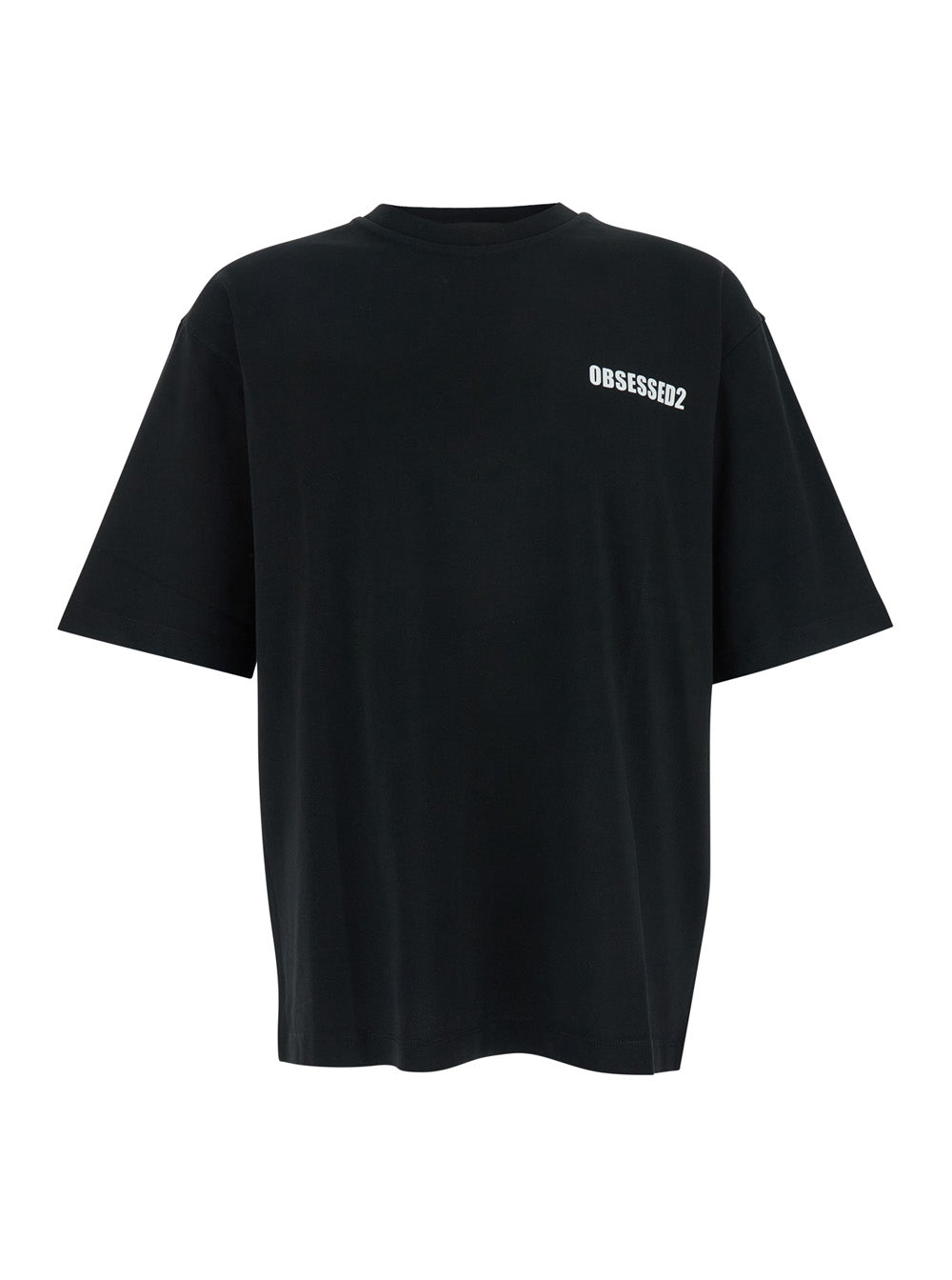 Dsquared2 Men Black T-Shirt With Logo On The Front In Cotton Man by Luosophy