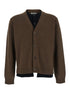 Jw Anderson Men Brown Cardigan With V-Neck And Layered Design In Fabric Man by Luosophy