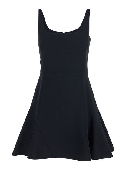 Givenchy Women Black Mini Dress With Flared Skirt And Square Neckline In Viscose Blend Stretch Woman by Luosophy