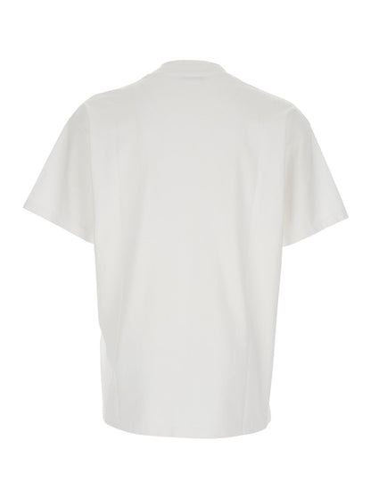 Givenchy Men White T-Shirt With Diagonal Embroidered Logo In Cotton Man by Luosophy