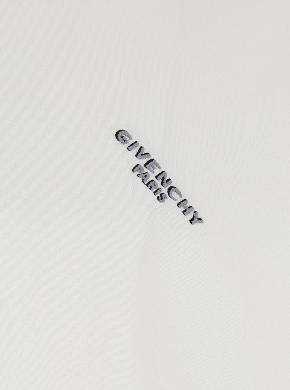 Givenchy Men White T-Shirt With Diagonal Embroidered Logo In Cotton Man by Luosophy