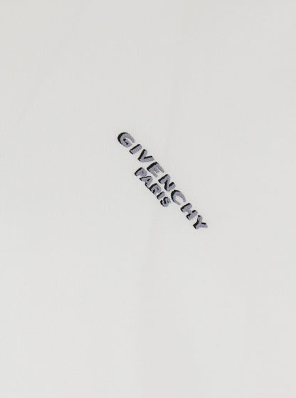 Givenchy Men White T-Shirt With Diagonal Embroidered Logo In Cotton Man by Luosophy