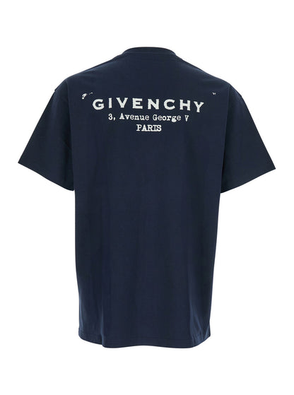 Givenchy Men Blue T-Shirt With Logo On The Front In Cotton Man by Luosophy