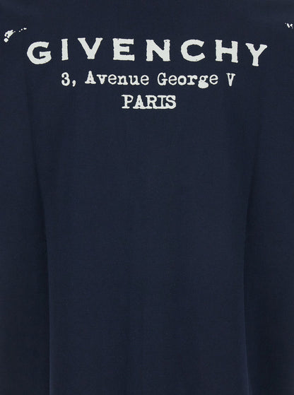 Givenchy Men Blue T-Shirt With Logo On The Front In Cotton Man by Luosophy