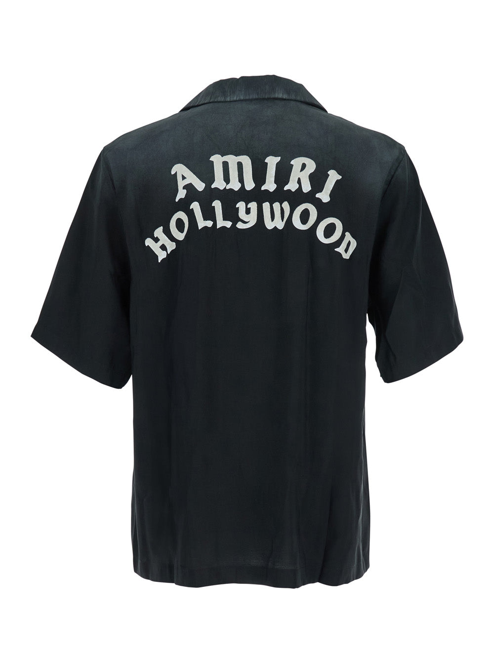 Amiri Men Black Shirt With Cuban Collar And Logo Lettering On Front In Modal Man by Luosophy