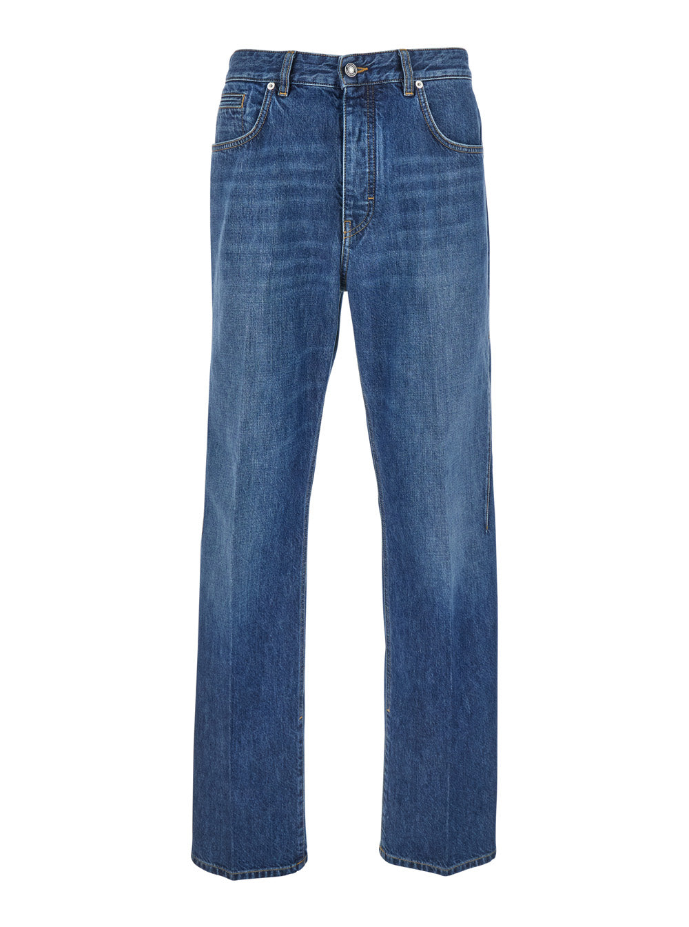 Givenchy Men Blue Five-Pocket Jeans With Logo Patch On The Back In Denim Man by Luosophy