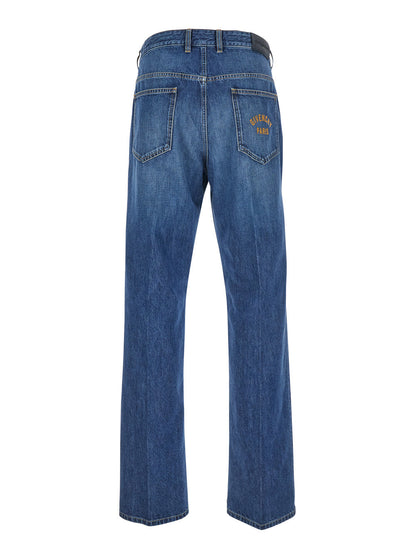 Givenchy Men Blue Five-Pocket Jeans With Logo Patch On The Back In Denim Man by Luosophy
