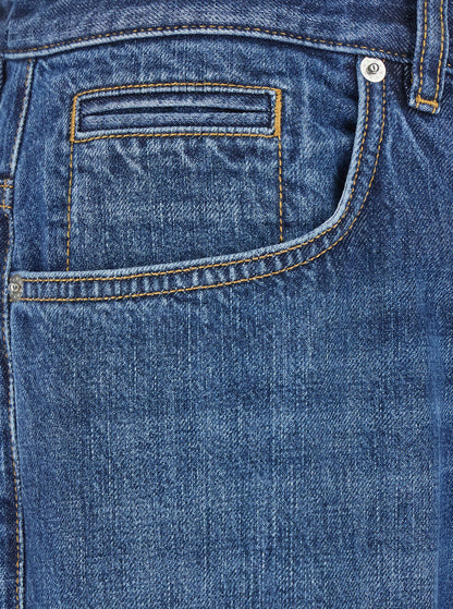 Givenchy Men Blue Five-Pocket Jeans With Logo Patch On The Back In Denim Man by Luosophy