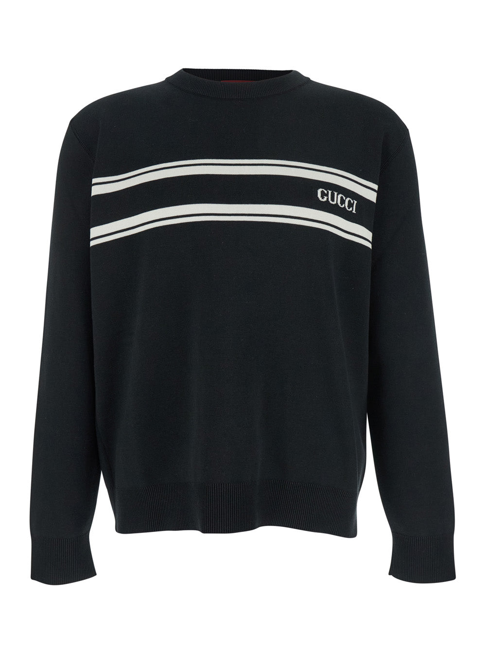 Gucci Men Black Sweater With Logo Lettering On The Front In Wool Man by Luosophy