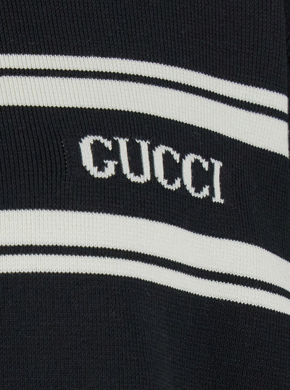 Gucci Men Black Sweater With Logo Lettering On The Front In Wool Man by Luosophy