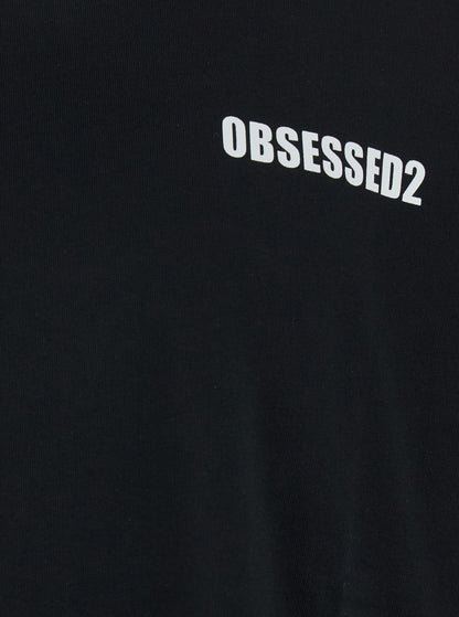 Dsquared2 Men Black T-Shirt With Logo On The Front In Cotton Man by Luosophy