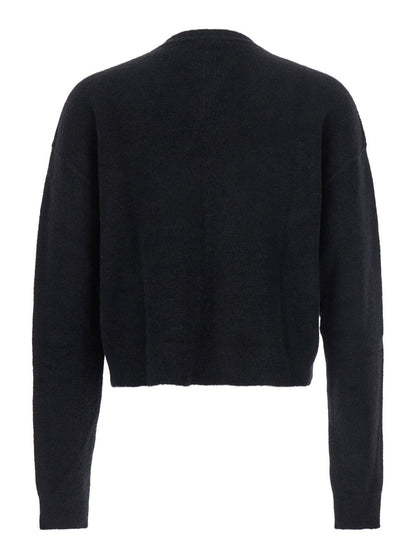 Rick Owens Men Black Sweater With V Neck And Dropped Shoulders In Wool Blend Man by Luosophy