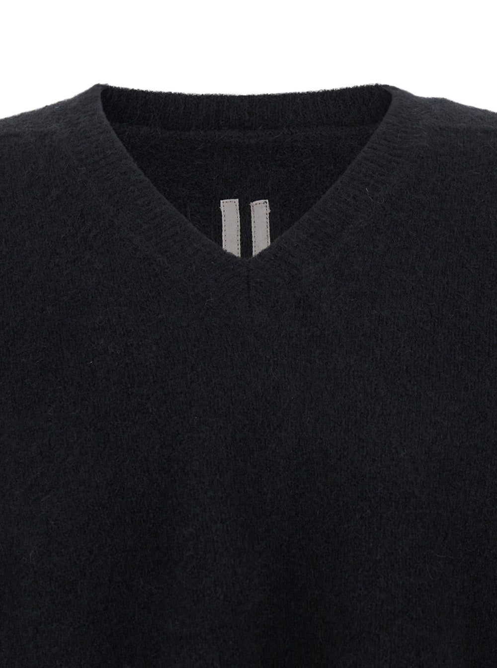 Rick Owens Men Black Sweater With V Neck And Dropped Shoulders In Wool Blend Man by Luosophy