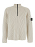 Stone Island Men White Sweater With Logo Patch On The Sleeve And Front Half Zip Closure In Wool Stretch Man by Luosophy