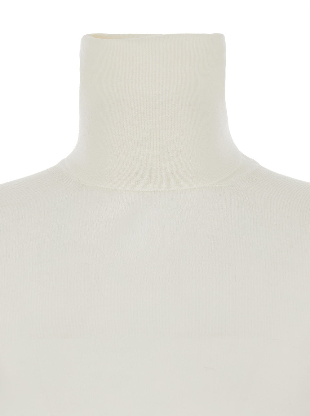 Max Mara Women White High Neck Sweater In Wool Woman by Luosophy