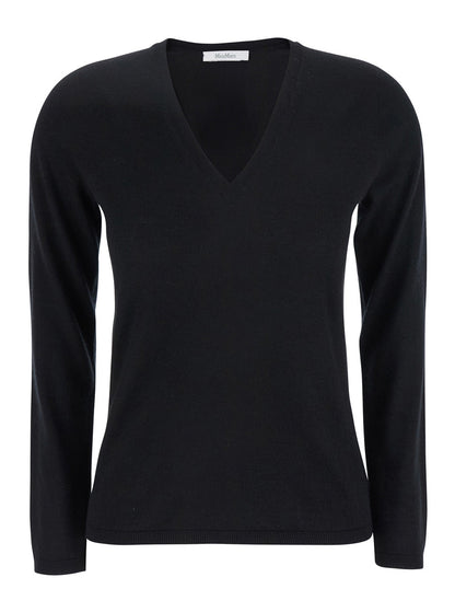 Max Mara Women Black V-Neck Sweater In Cashmere Woman by Luosophy
