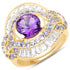 14K Yellow Gold Plated 3.93 Carat Genuine Amethyst, Tanzanite and White Topaz .925 Sterling Silver Ring by Bids.com