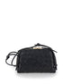 Bottega Veneta Women Black Concert Crossbody Bag With Intreccio Motif In Leather For Women by Luosophy