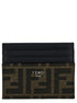 Fendi Men Ff Leather Cardholder With Metal Lettering Brown Men by Luosophy