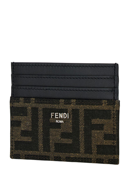 Fendi Men Ff Leather Cardholder With Metal Lettering Brown Men by Luosophy