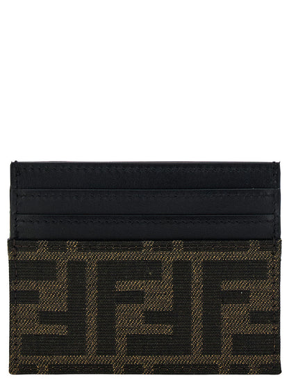 Fendi Men Ff Leather Cardholder With Metal Lettering Brown Men by Luosophy