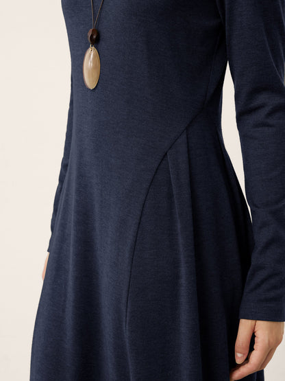 Wool Sculpted Pleats Turtleneck Maxi Dress BRIAR by LINTICO