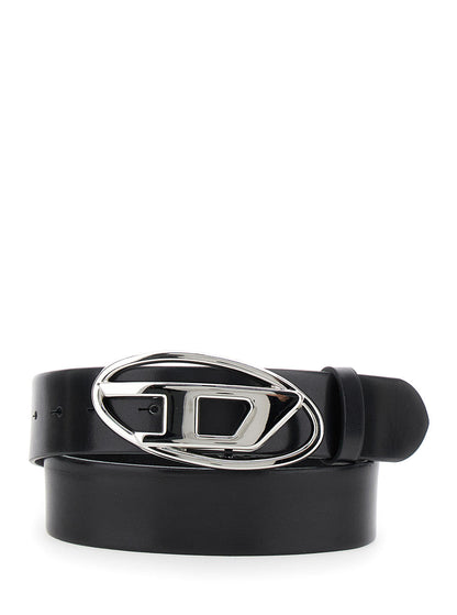 Diesel Women 1Dr Belt With Logo Buckle In Black Leather For Women by Luosophy