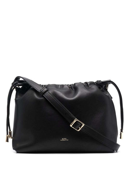 A.P.C. Women Black Crossbody Bag With Logo Lettering On The Front And Drawstring Closure In Ecoleather For Women by Luosophy