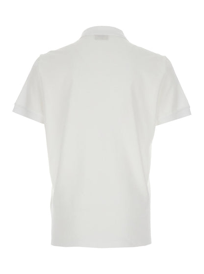 Fendi Men White Polo With Classic Collar And Metal Ff Plate On The Front For Men by Luosophy