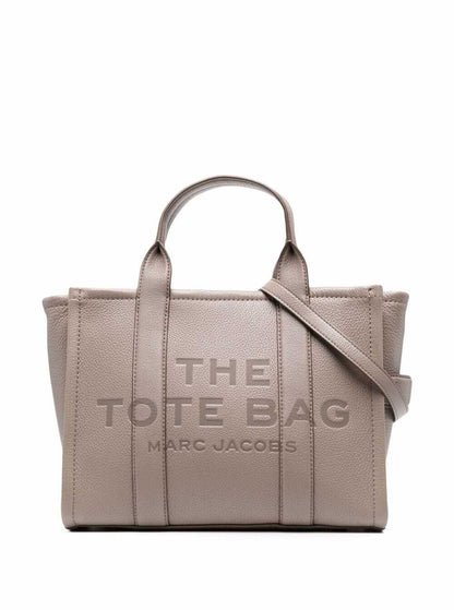 Marc Jacobs Women The Tote Bag Medium With Hammered Leather Logo Beige Women by Luosophy