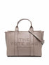 Marc Jacobs Women The Tote Bag Medium With Hammered Leather Logo Beige Women by Luosophy