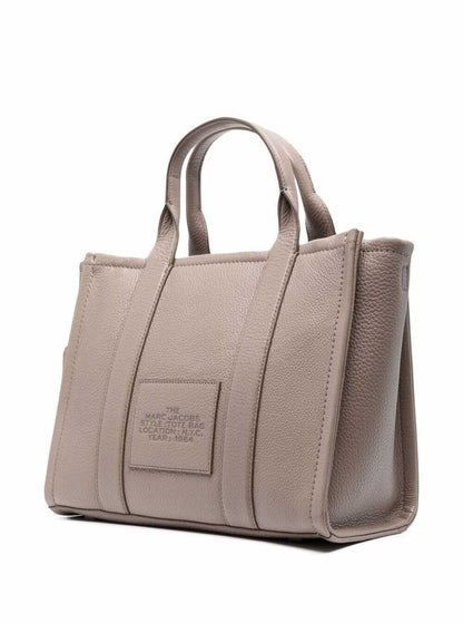 Marc Jacobs Women The Tote Bag Medium With Hammered Leather Logo Beige Women by Luosophy