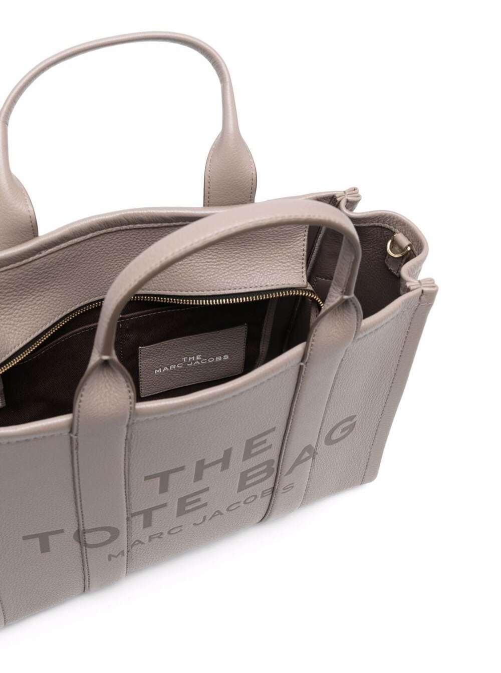 Marc Jacobs Women The Tote Bag Medium With Hammered Leather Logo Beige Women by Luosophy
