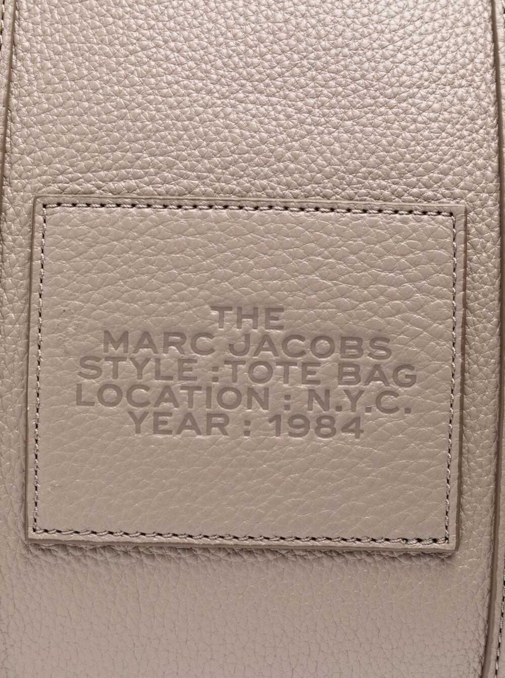 Marc Jacobs Women The Tote Bag Medium With Hammered Leather Logo Beige Women by Luosophy