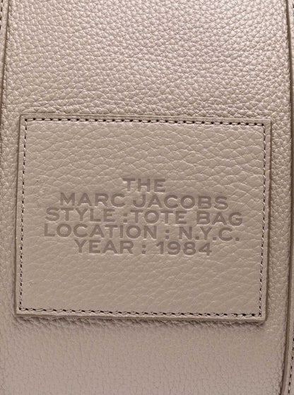 Marc Jacobs Women The Tote Bag Medium With Hammered Leather Logo Beige Women by Luosophy