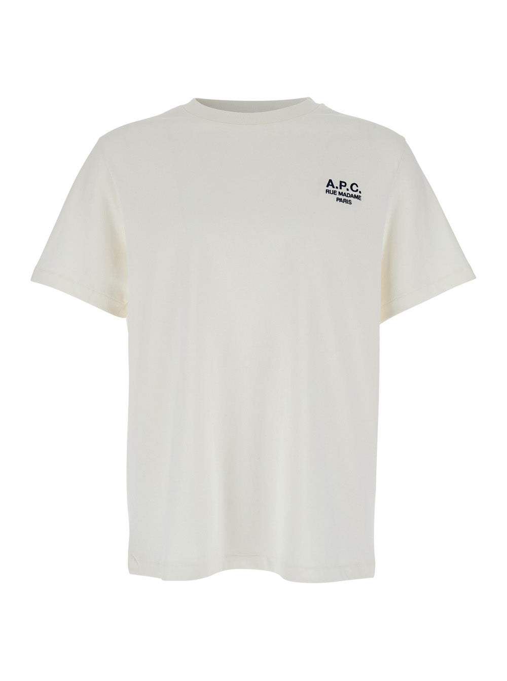 A.P.C. Men White Crewneck T-Shirt With Logo Embroidered On The Front In Cotton Man  DestGlow