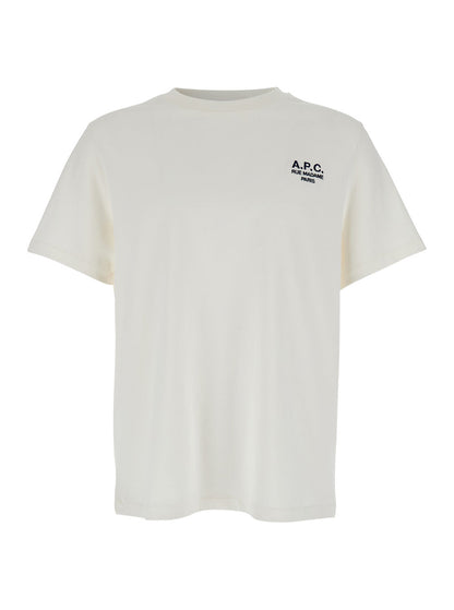 A.P.C. Men White Crewneck T-Shirt With Logo Embroidered On The Front In Cotton Man  DestGlow